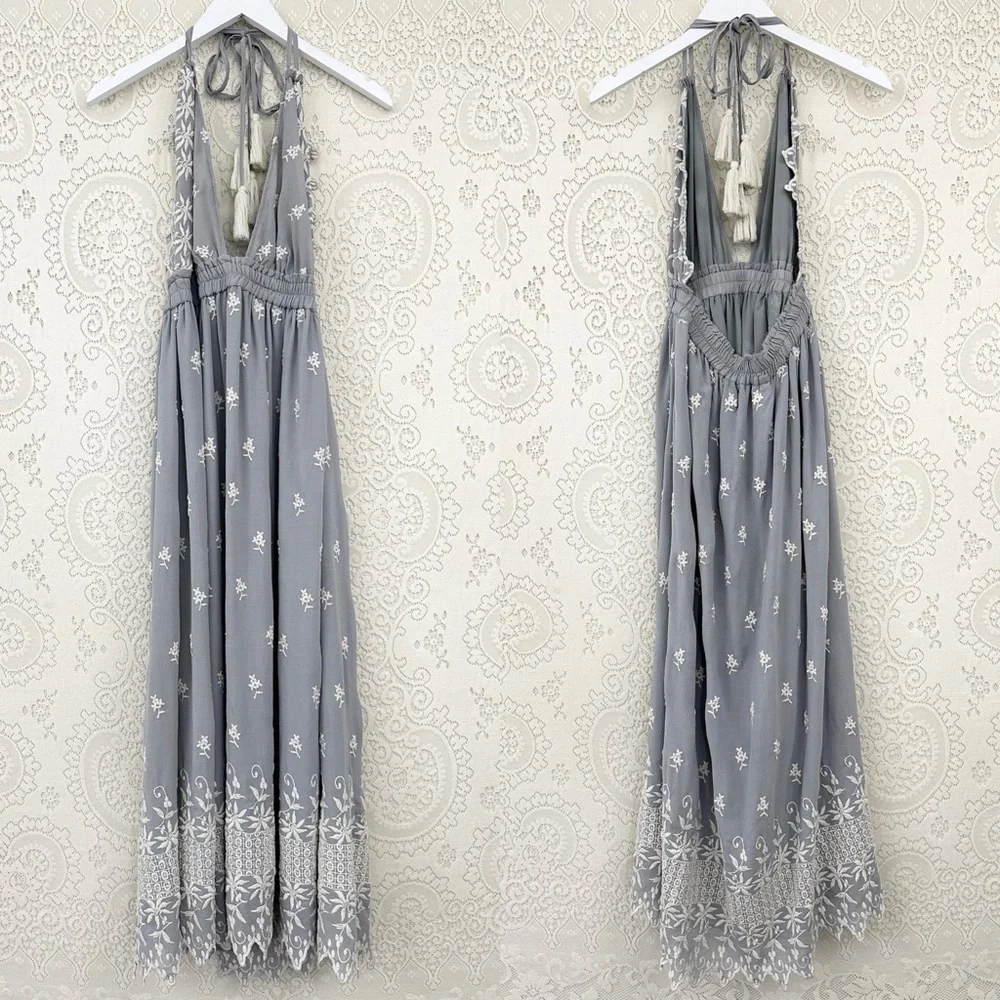 LoveShackFancy Isabel Dress in Dusty Sage Summer Garden - Picture 2 of 16